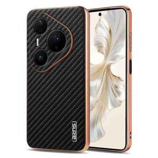 For Huawei Pura 80 Ultra 5G AZNS Electroplated Edge Carbon Fiber Texture Phone Case(Black)