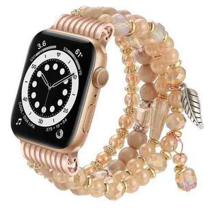 For Apple Watch 46mm / 49mm / 45mm / 44mm Tassel Beaded Chain Watch Band(Rose Gold)