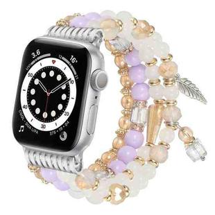 For Apple Watch 46mm / 49mm / 45mm / 44mm Tassel Beaded Chain Watch Band(Purple)