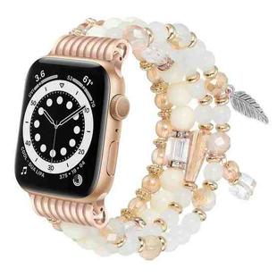 For Apple Watch 46mm / 49mm / 45mm / 44mm Tassel Beaded Chain Watch Band(White)