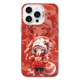 For iPhone 16 Pro Christmas Series PC Full Coverage Pattern Phone Case(CW098 Girl)