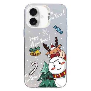 For iPhone 16 Plus Christmas Series PC Full Coverage Pattern Phone Case(CW059 White)