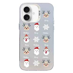 For iPhone 16 Plus Christmas Series PC Full Coverage Pattern Phone Case(CW060 White)