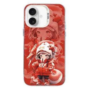 For iPhone 16 Plus Christmas Series PC Full Coverage Pattern Phone Case(CW098 Girl)