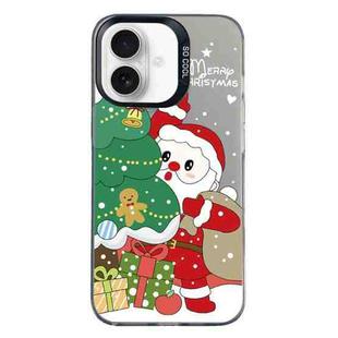 For iPhone 16 Plus Christmas Series PC Full Coverage Pattern Phone Case(CK058 Black)