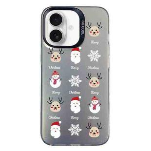 For iPhone 16 Plus Christmas Series PC Full Coverage Pattern Phone Case(CK060 Black)