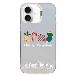 For iPhone 16 Plus Christmas Series PC Full Coverage Pattern Phone Case(CW052 White)