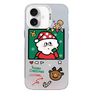 For iPhone 16 Plus Christmas Series PC Full Coverage Pattern Phone Case(CW053 White)