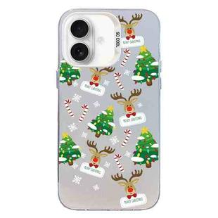 For iPhone 16 Plus Christmas Series PC Full Coverage Pattern Phone Case(CW057 White)