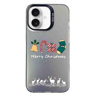 For iPhone 16 Christmas Series PC Full Coverage Pattern Phone Case(CK052 Black)