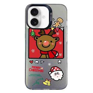 For iPhone 16 Christmas Series PC Full Coverage Pattern Phone Case(CK054 Black)