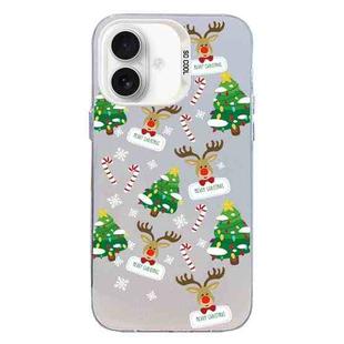 For iPhone 16 Christmas Series PC Full Coverage Pattern Phone Case(CW057 White)