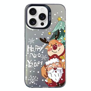 For iPhone 15 Pro Max Christmas Series PC Full Coverage Pattern Phone Case(CK056 Black)