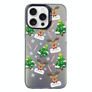 For iPhone 15 Pro Max Christmas Series PC Full Coverage Pattern Phone Case(CK057 Black)