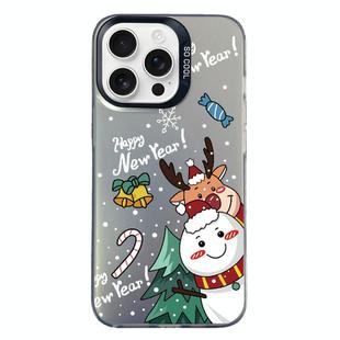 For iPhone 15 Pro Max Christmas Series PC Full Coverage Pattern Phone Case(CK059 Black)