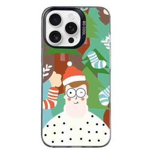 For iPhone 15 Pro Christmas Series PC Full Coverage Pattern Phone Case(CK061 Black)