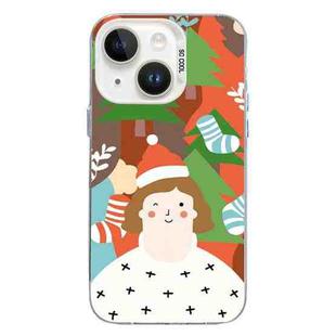 For iPhone 15 Plus Christmas Series PC Full Coverage Pattern Phone Case(CW062 White)