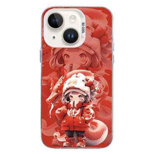 For iPhone 15 Plus Christmas Series PC Full Coverage Pattern Phone Case(CW098 Girl)