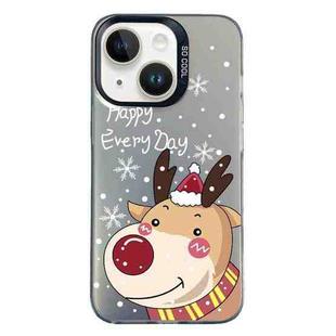 For iPhone 15 Plus Christmas Series PC Full Coverage Pattern Phone Case(CK055 Black)