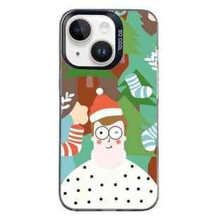 For iPhone 15 Plus Christmas Series PC Full Coverage Pattern Phone Case(CK061 Black)