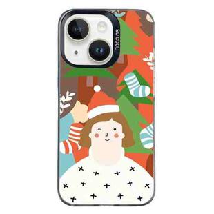 For iPhone 15 Plus Christmas Series PC Full Coverage Pattern Phone Case(CK062 Black)