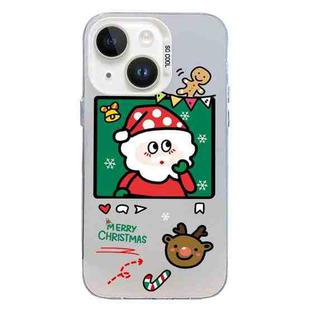 For iPhone 15 Plus Christmas Series PC Full Coverage Pattern Phone Case(CW053 White)