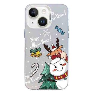 For iPhone 15 Christmas Series PC Full Coverage Pattern Phone Case(CW059 White)