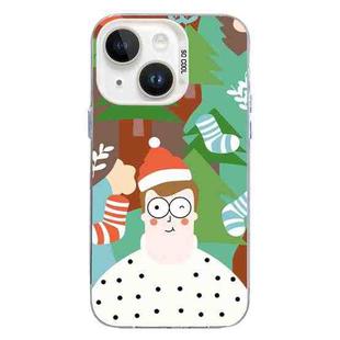 For iPhone 15 Christmas Series PC Full Coverage Pattern Phone Case(CW061 White)