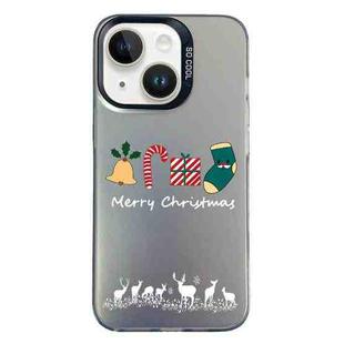 For iPhone 15 Christmas Series PC Full Coverage Pattern Phone Case(CK052 Black)