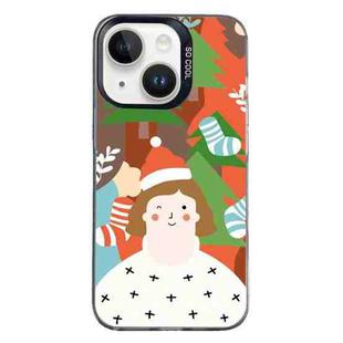 For iPhone 15 Christmas Series PC Full Coverage Pattern Phone Case(CK062 Black)