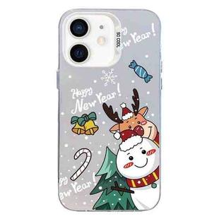 For iPhone 12 Christmas Series PC Full Coverage Pattern Phone Case(CW059 White)