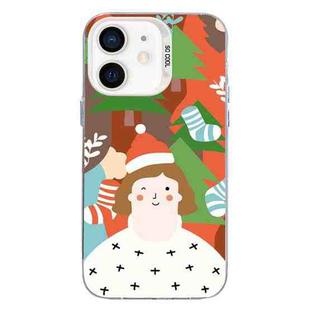 For iPhone 12 Christmas Series PC Full Coverage Pattern Phone Case(CW062 White)