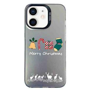 For iPhone 12 Christmas Series PC Full Coverage Pattern Phone Case(CK052 Black)