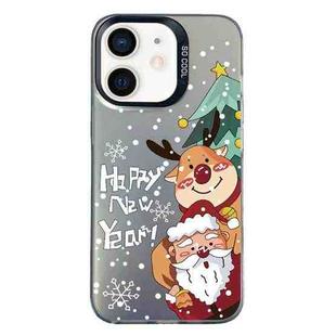 For iPhone 12 Christmas Series PC Full Coverage Pattern Phone Case(CK056 Black)