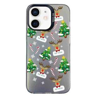 For iPhone 12 Christmas Series PC Full Coverage Pattern Phone Case(CK057 Black)