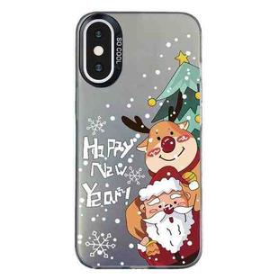 For iPhone X / XS Christmas Series PC Full Coverage Pattern Phone Case(CK056 Black)