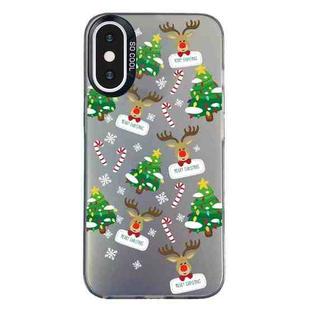 For iPhone X / XS Christmas Series PC Full Coverage Pattern Phone Case(CK057 Black)