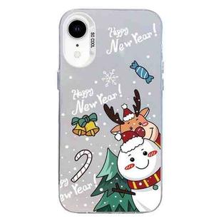 For iPhone XR Christmas Series PC Full Coverage Pattern Phone Case(CW059 White)