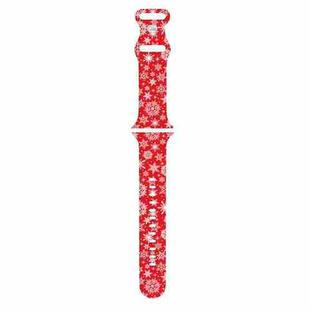 For Apple Watch 46mm / 49mm / 45mm / 44mm Christmas Pattern Silicone Watch Band(Snowflake Red)