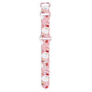 For Apple Watch 46mm / 49mm / 45mm / 44mm Christmas Pattern Silicone Watch Band(Santa Claus Pink)