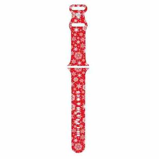 For Apple Watch 42mm / 41mm / 40mm / 38mm Christmas Pattern Silicone Watch Band(Snowflake Red)