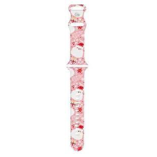 For Apple Watch 42mm / 41mm / 40mm / 38mm Christmas Pattern Silicone Watch Band(Santa Claus Pink)