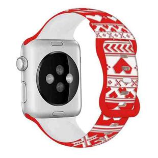 For Apple Watch 46mm / 49mm / 45mm / 44mm Christmas Engraving Butterfly Buckle Silicone Watch Band(Red Love)