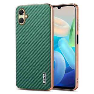 For Samsung Galaxy A07 4G AZNS Electroplated Edge Carbon Fiber Texture Phone Case(Green)