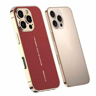 For iPhone 16 Pro Max GKK Plated Plain Leather Shockproof Phone Case(Red)