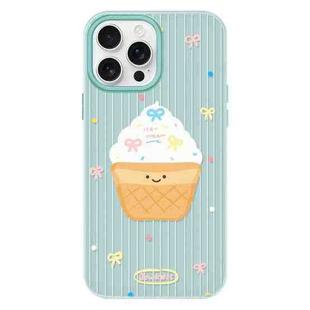 For iPhone 16 Pro Max Skin Feeling Jelly TPU Hybrid PC Phone Case(Ice Cream Polka Dot Light Green)