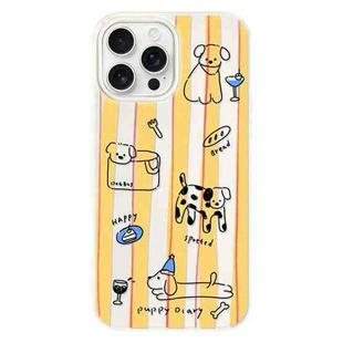 For iPhone 16 Pro Max Skin Feeling Jelly TPU Hybrid PC Phone Case(Two-color Line Dog White)