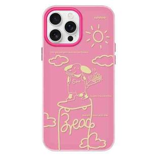 For iPhone 16 Pro Max Skin Feeling Jelly TPU Hybrid PC Phone Case(Rose Puppy Rose Red)