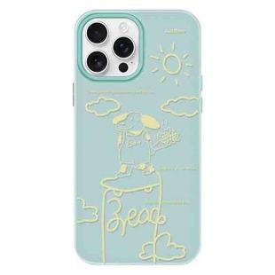 For iPhone 16 Pro Max Skin Feeling Jelly TPU Hybrid PC Phone Case(Rose Puppy Light Green)