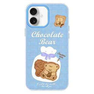 For iPhone 16 Plus Skin Feeling Jelly TPU Hybrid PC Phone Case(Biscuit Bear Blue)